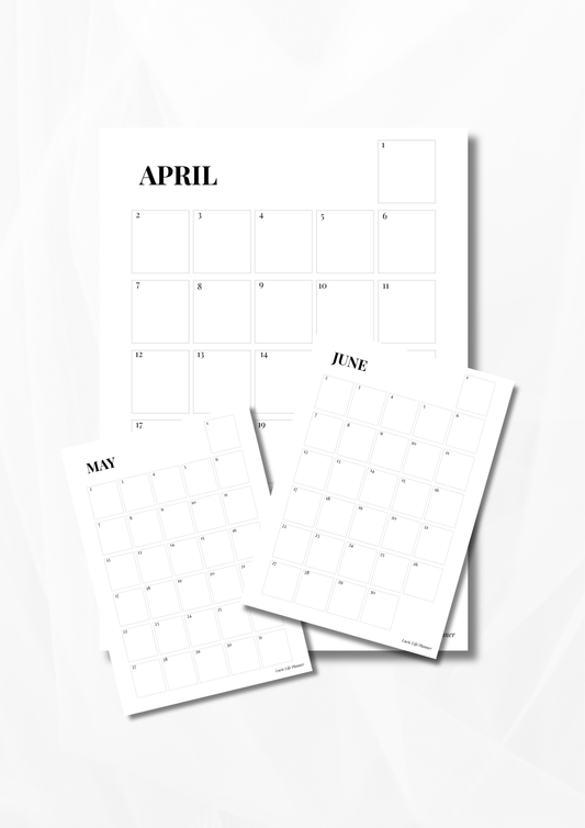 12 Month Calendar (January - December)