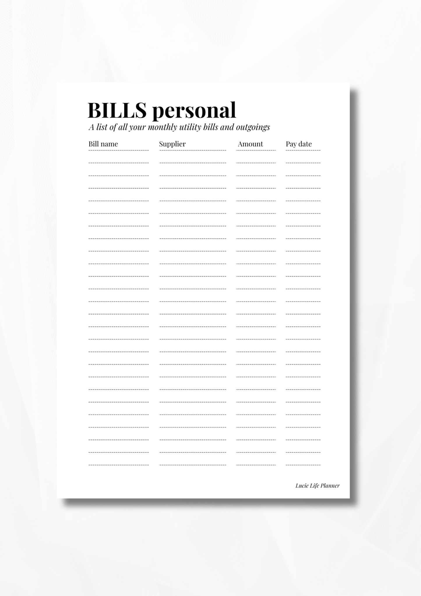 Personal Bills