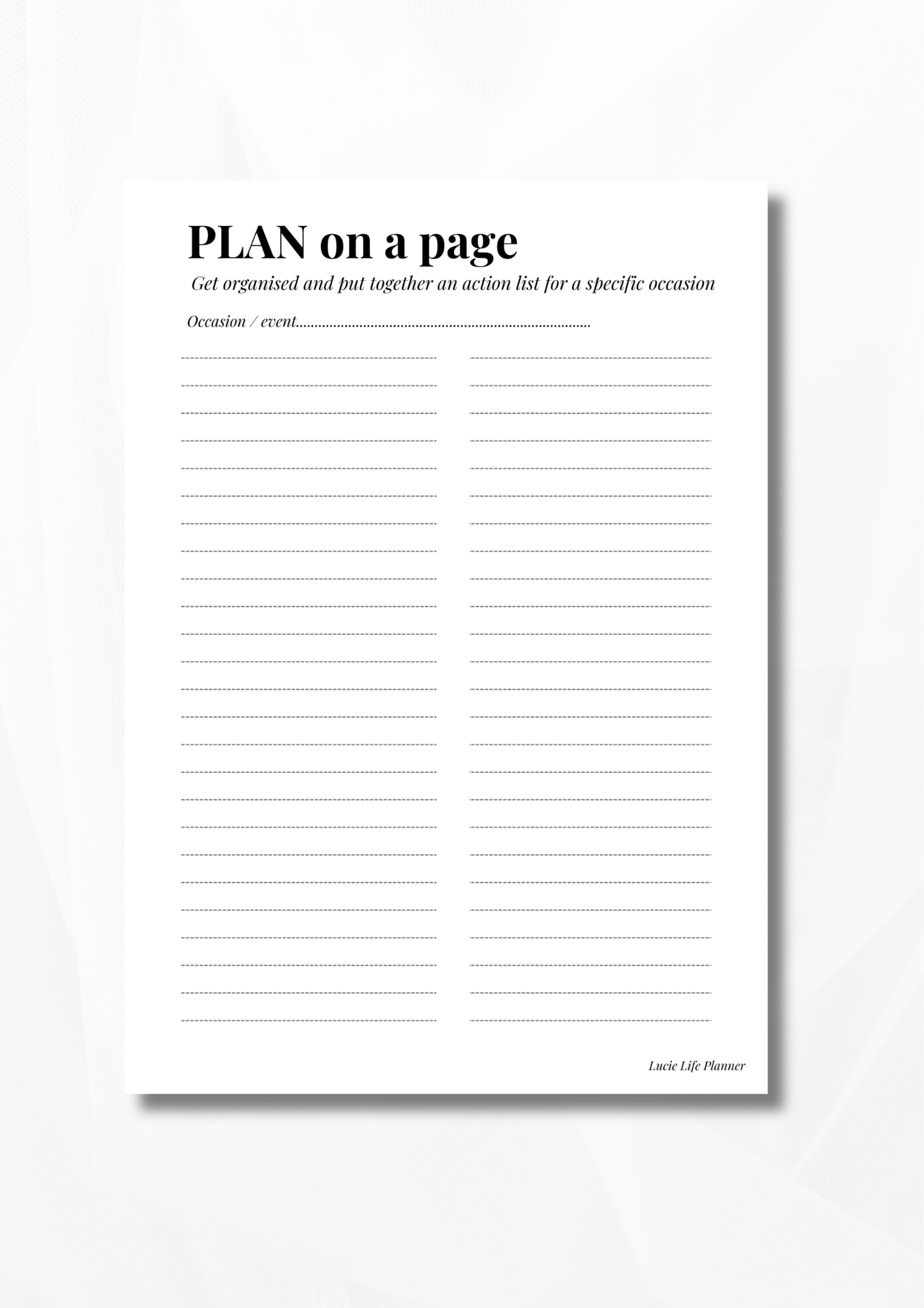 Plan on a page