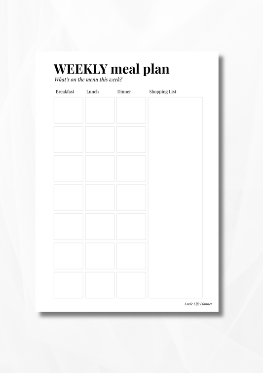 Weekly Meal Plan (3 Months)